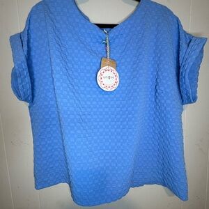 Umgee Women's Textured Blue Blouse